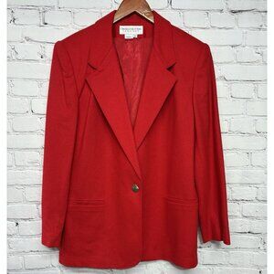 Vtg Cross Country Fashions Red Wool Christmas Holiday Party Blazer Sz 12
